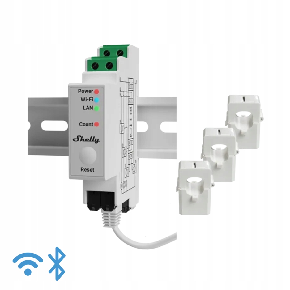 Shelly Pro 3EM 120A V2, miernik zużycia energii, WiFi, Lan