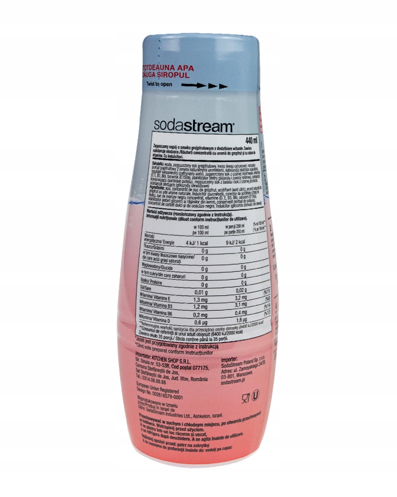Syrop SodaStream 440 ml Pink Grapefruit ZERO Pojemność 440 ml