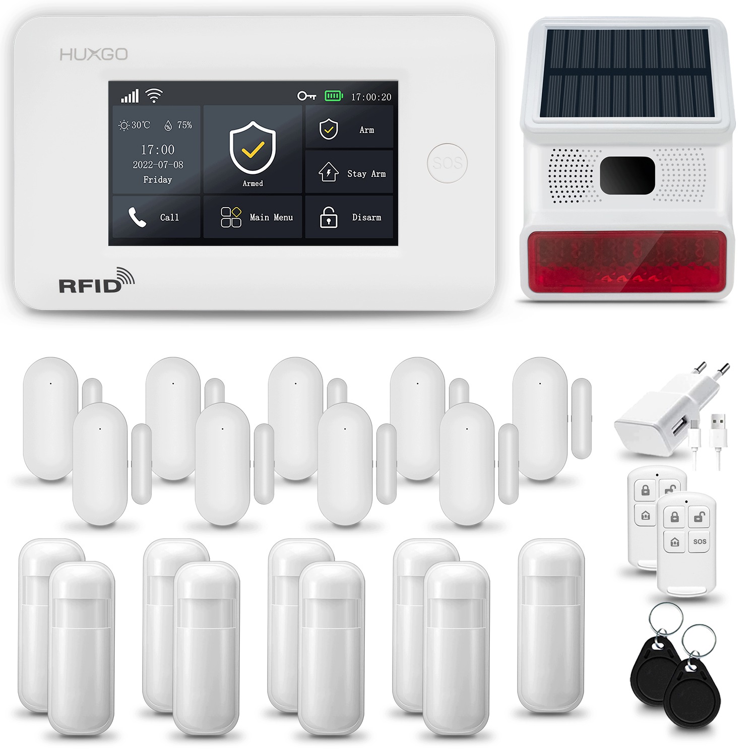 Bezdrôtový alarm WiFi+ Gsm 4G, sada s Tuya Huxgo HXA006 R9D9 Bs