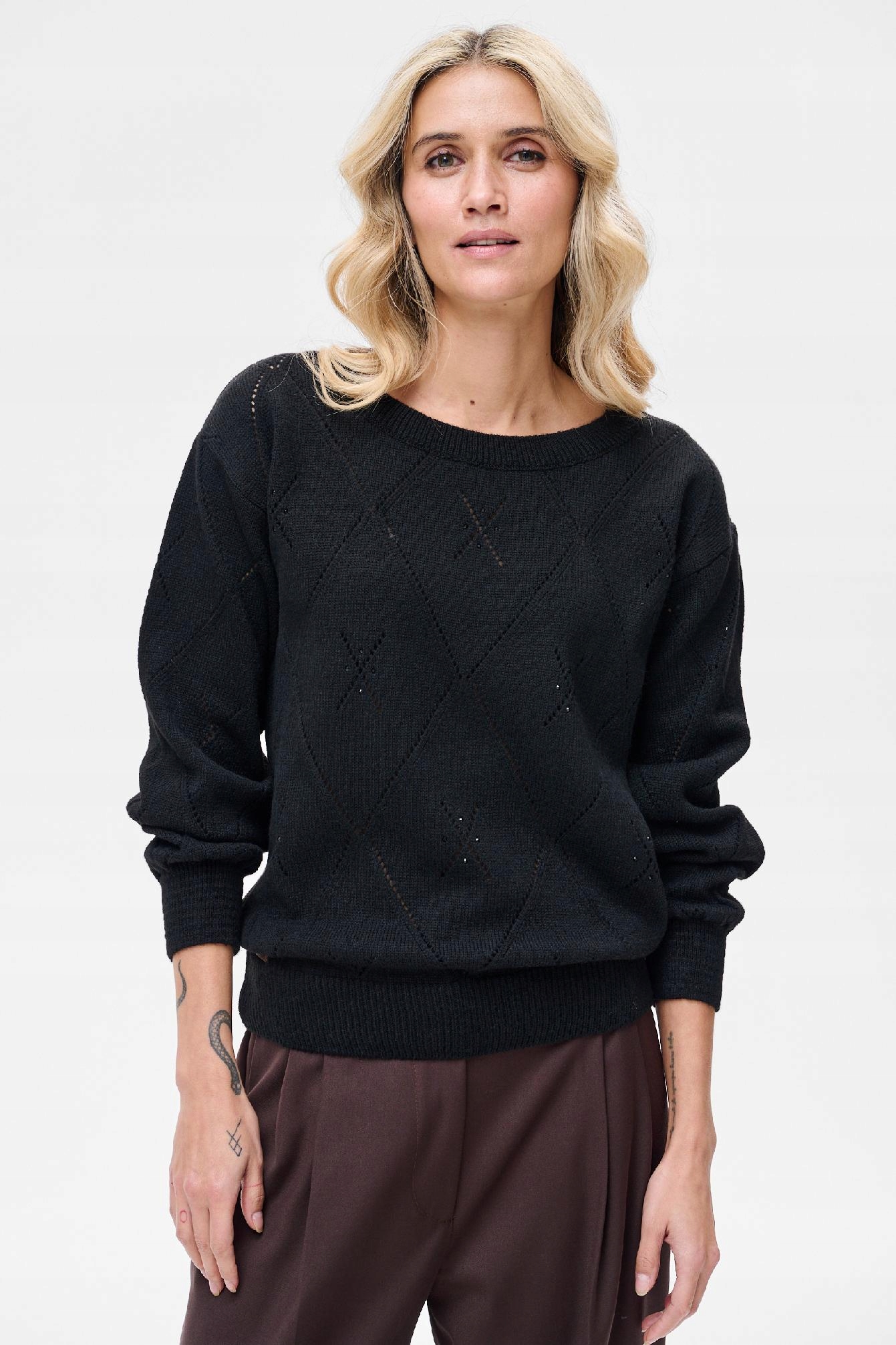 Dámský svetr s kulatým výstřihem, černý Bery blue shadow vel. 40/42