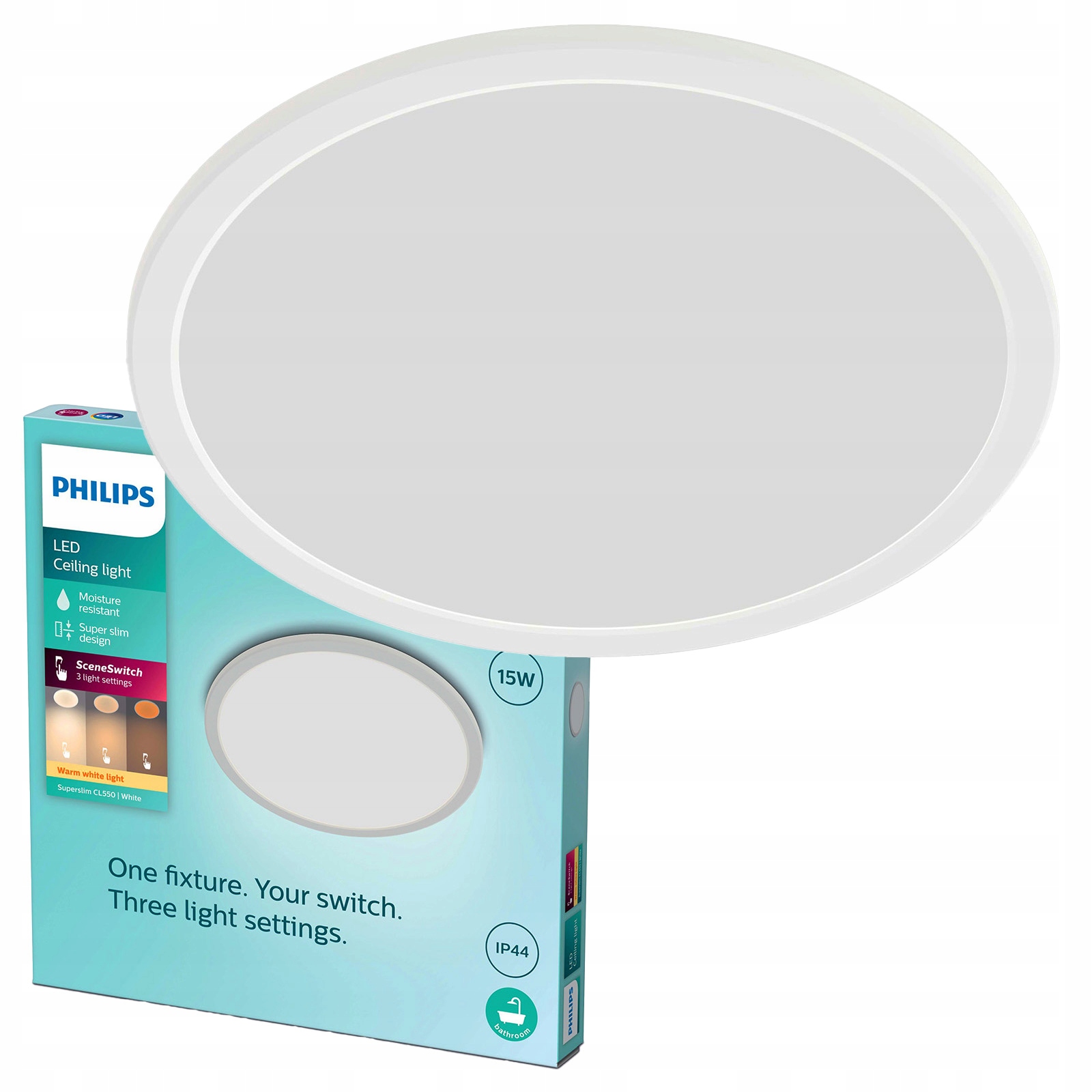 Lampa Sufitowa Plafon Łazienkowy Led 15W 1300lm 2700K IP44 Biała Philips