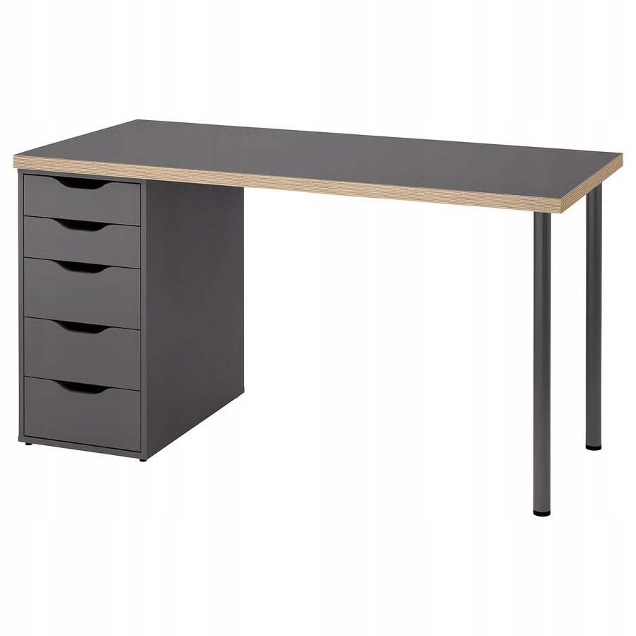 Biurko Lagkapten/Alex prostokątny Ikea 60 x 140 x 73 cm szary