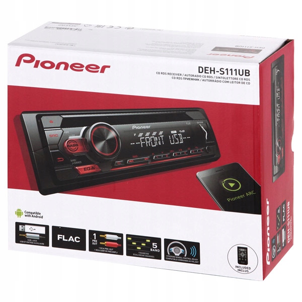 PIONEER DEH-S111UB RADIO SAMOCHODOWE MP3 USB RCA Złącza AUX RCA Pre-out (przedwzmacniacz) RCA Sub-out (subwoofer) USB