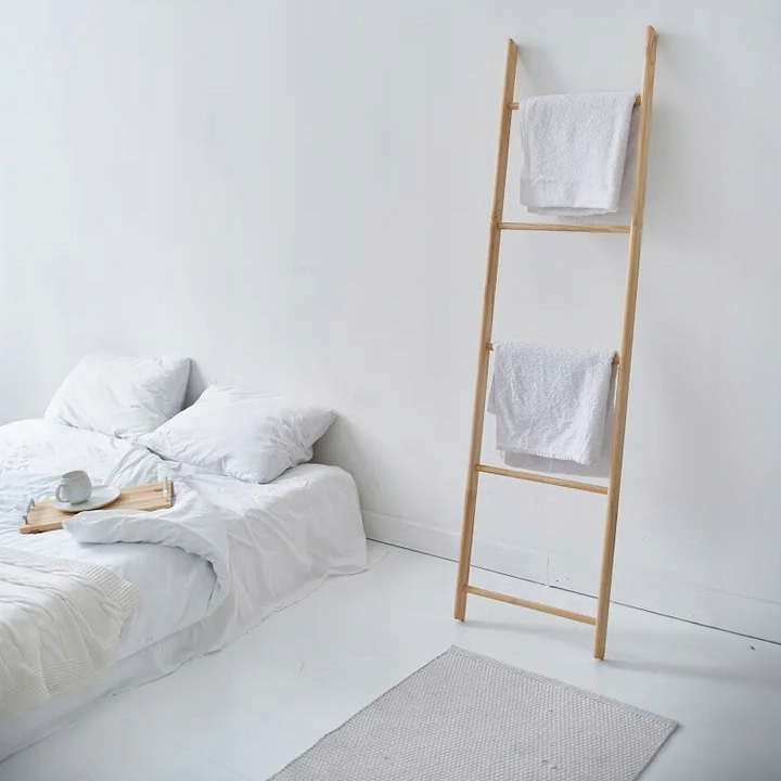 DRABINKA WIESZAK NA RĘCZNIKI PÓŁKA BAMBUSOWA WYSOKA 186cm Marka Tutumi