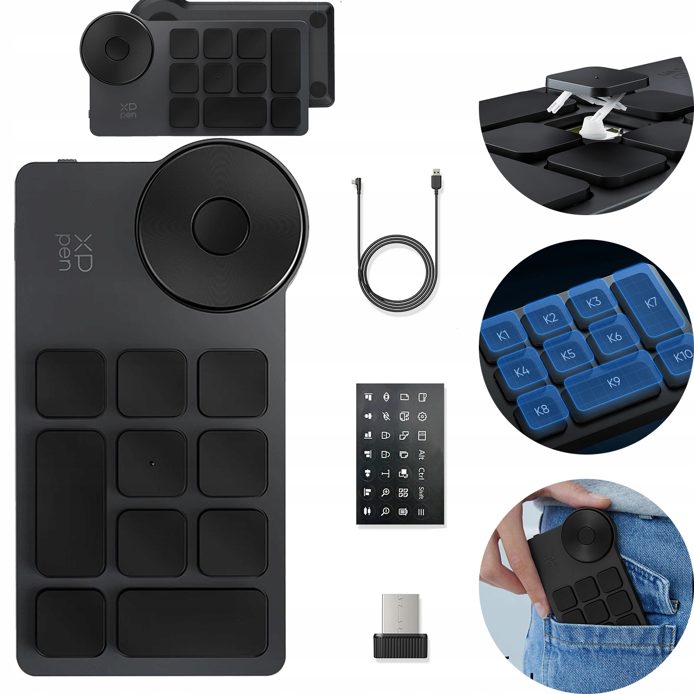 Bezdrátové dálkové ovládání s programovatelnými zkratkami Kompakt Přenosná Klávesnice