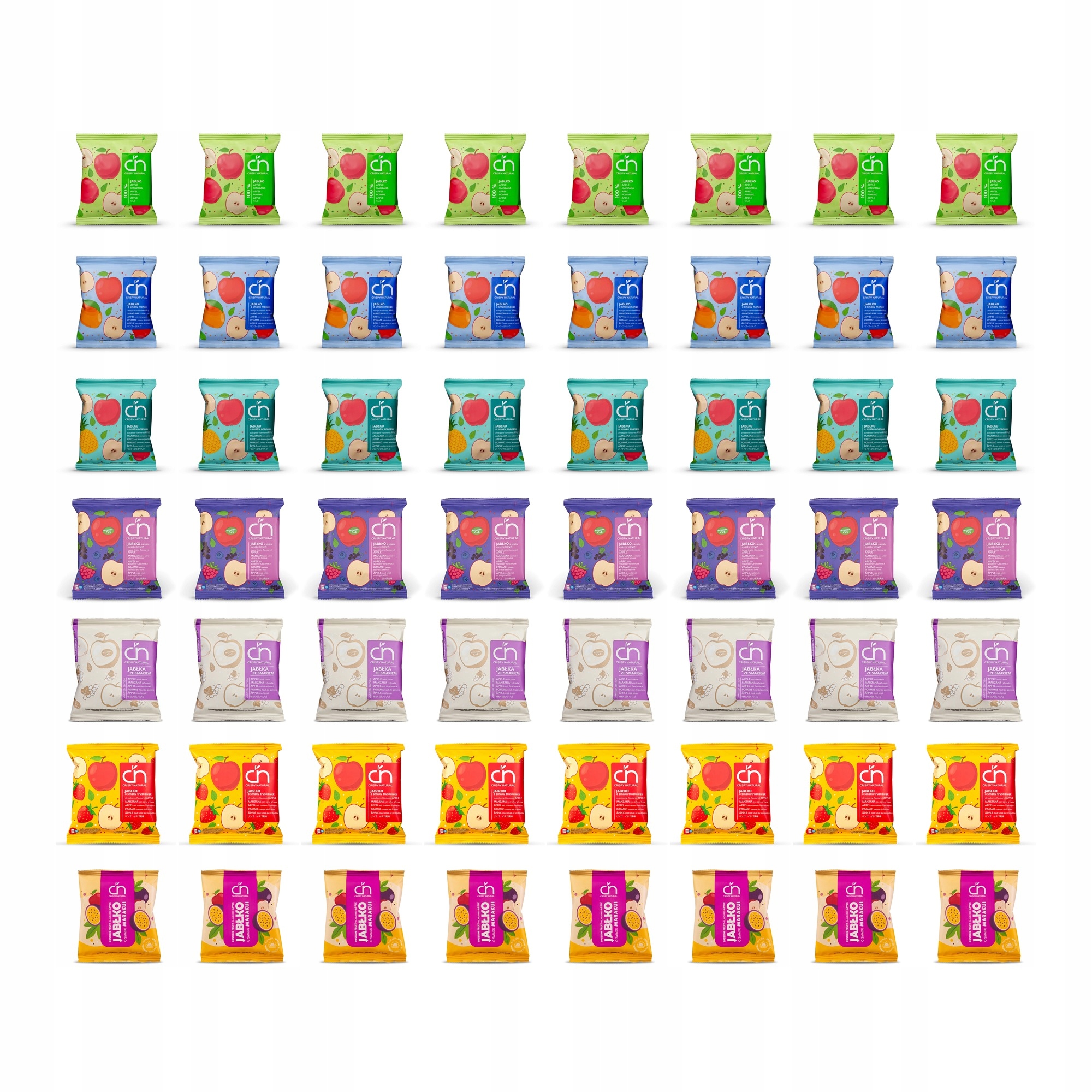 Zestaw Crispy Natural MIX smaków Suszone chipsy jabłkowe 56 szt.