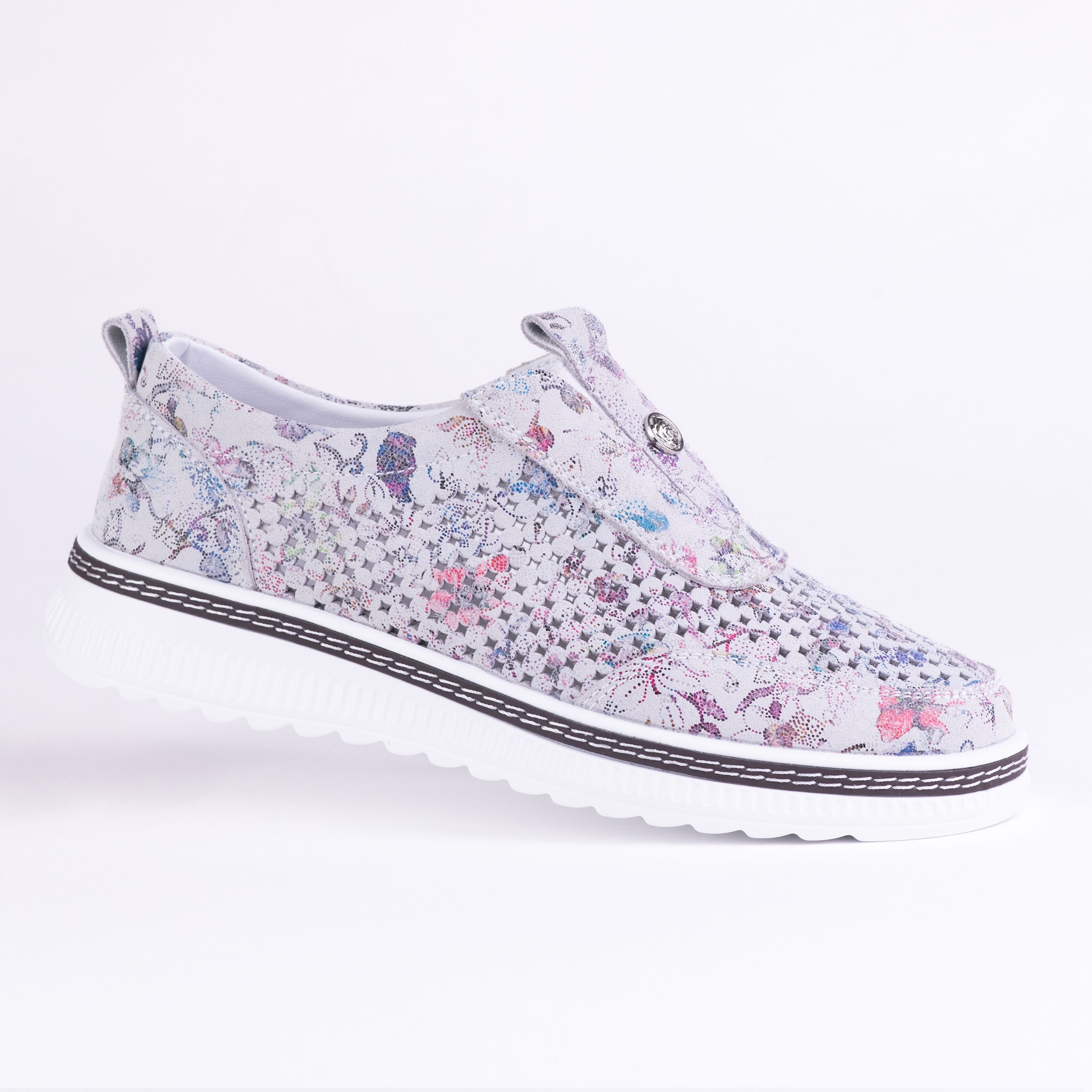 Dámské ažurové polobotky Goodin GD-RS-2103 kůže nazouvací lehké květy 39