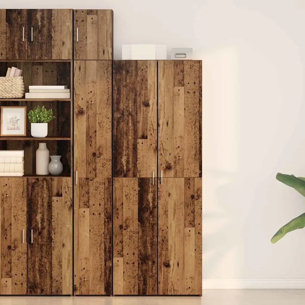 vidaXL Vysoký bufet 2 pcs Staré dřevo 70 x 42,5 x 185 cm
