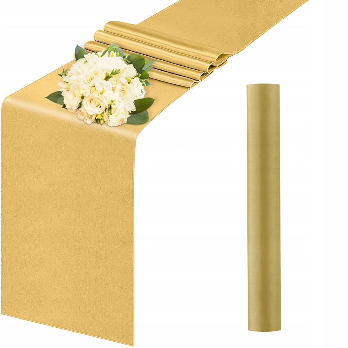 

Złoty bieżnik satyna na stół Komunię Chrzest Ślub