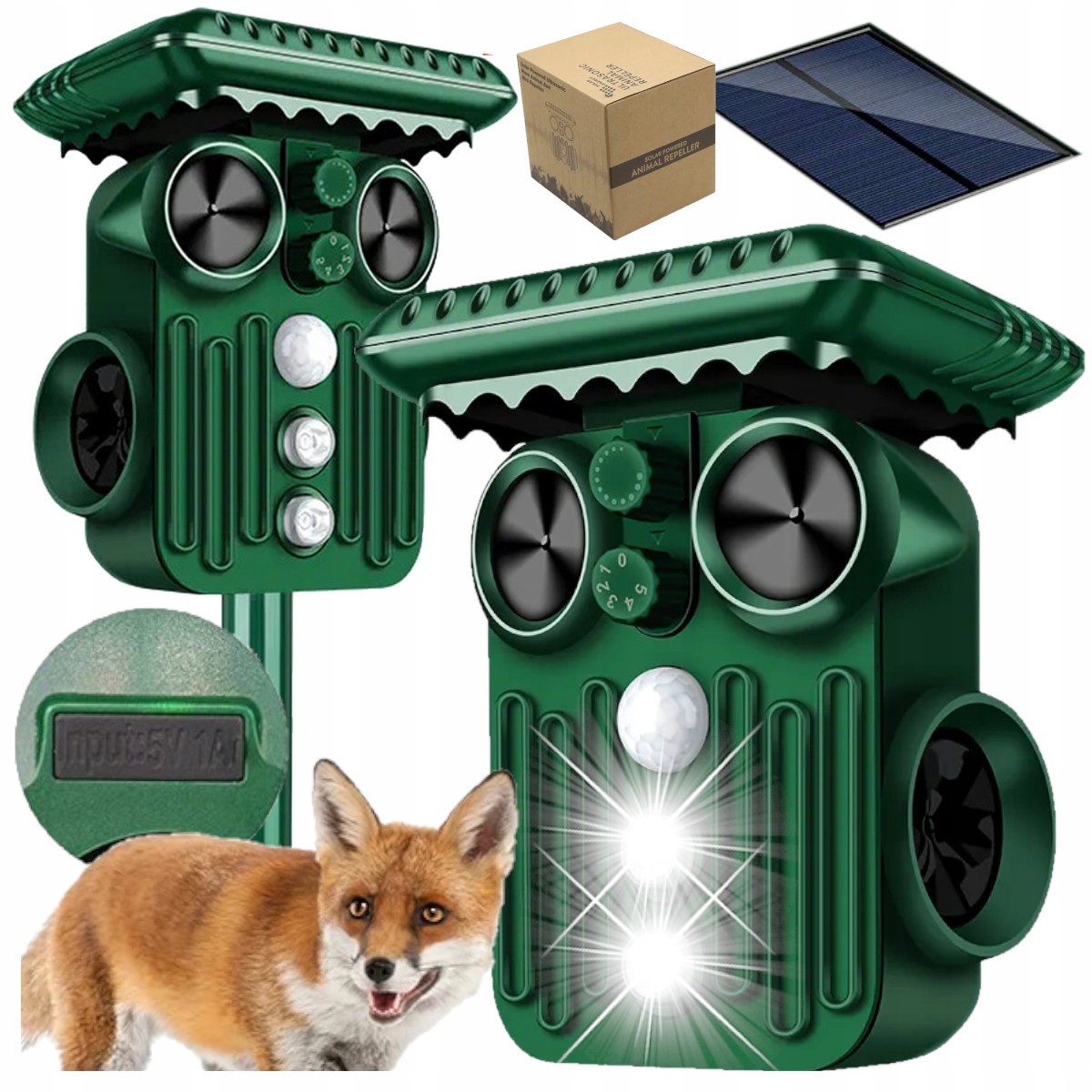 Ultrazvukový Odpuzovač Psů Koček A Ptáků Divokých Zvířat 5v1 Solární