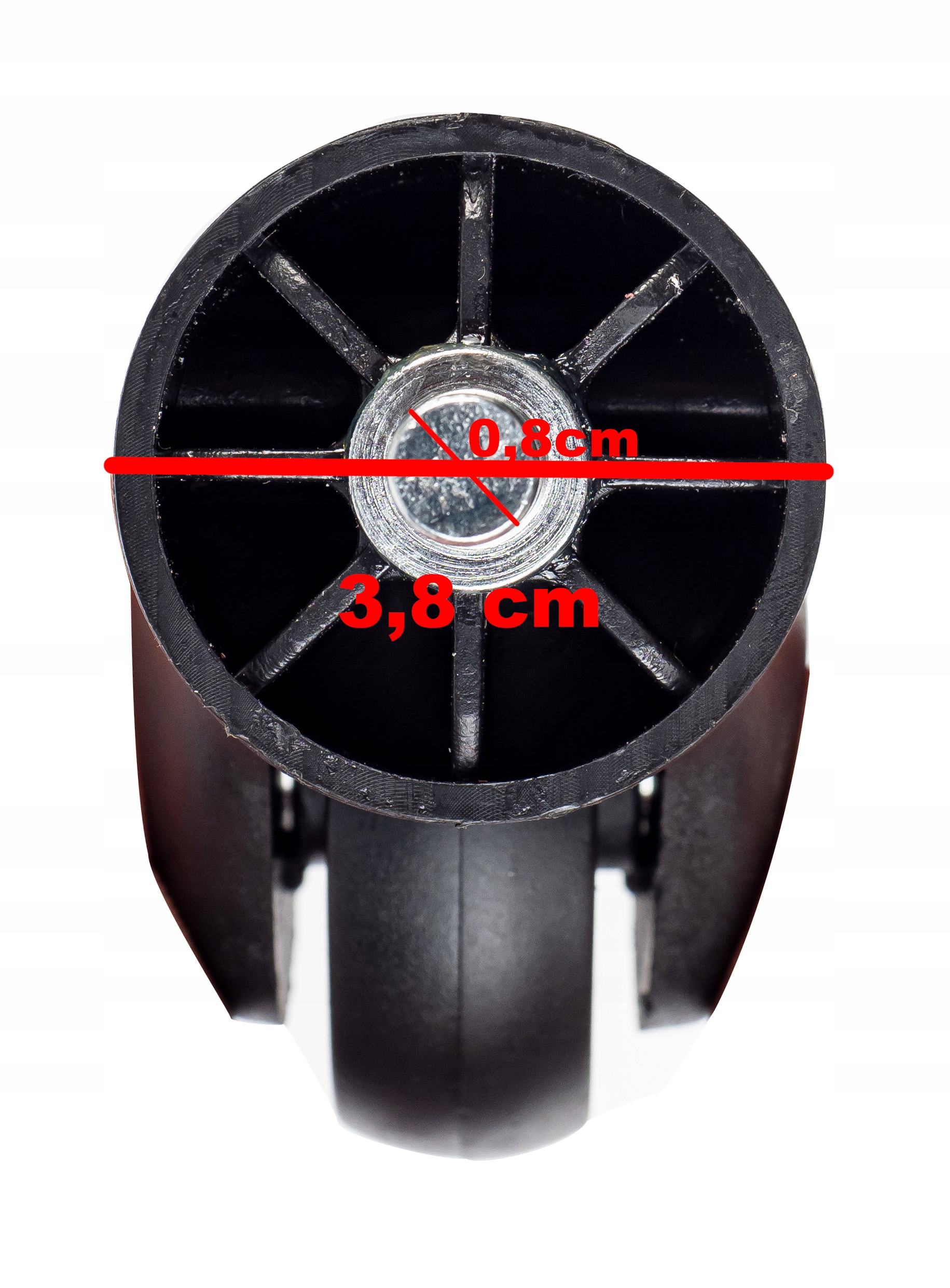 KÓŁKO ZAMIENNE DO WALIZKI NA PRZYCISK NAPRAWA Głębokość (krótszy bok) 1 cm