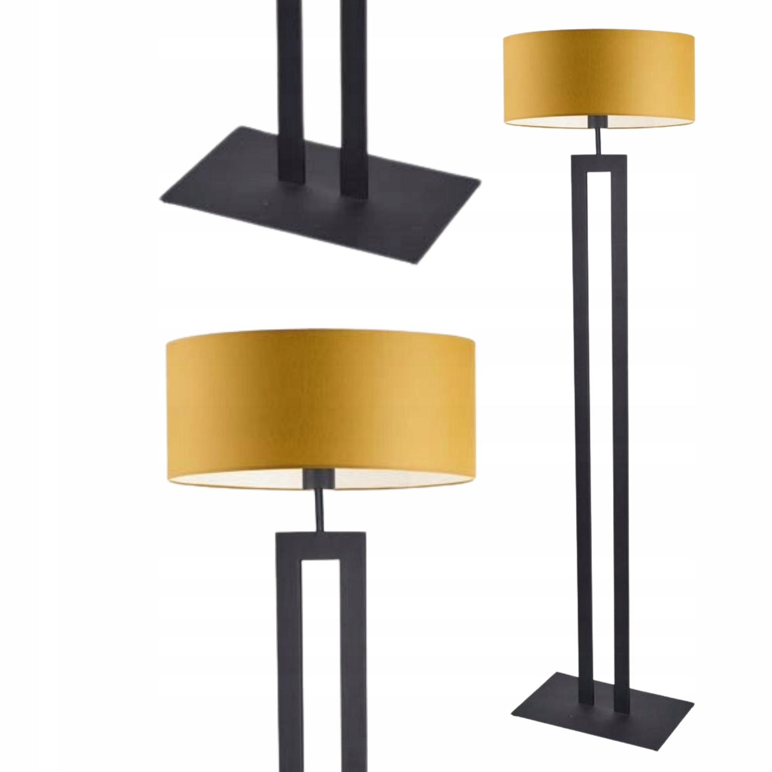 Lampa Stojąca Podłogowa Musztardowa Abażur LED E27 Nowoczesna Modna