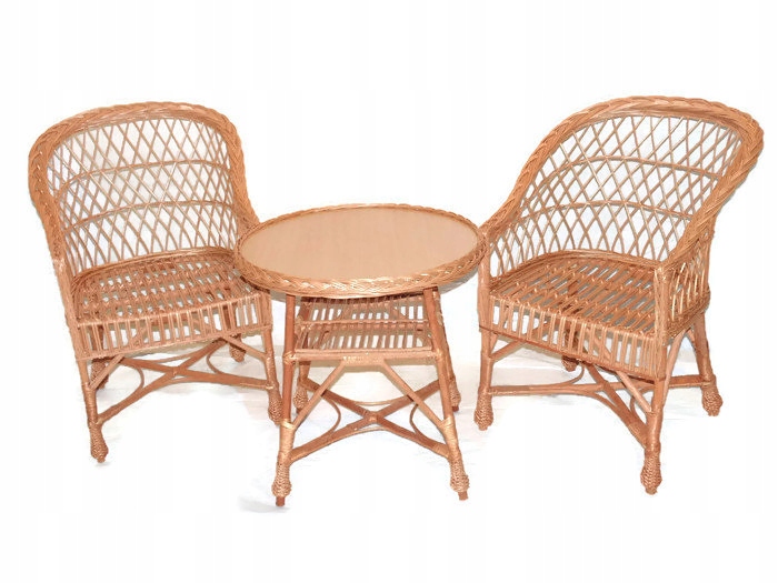 

Komplet Wiklina, Stolik Okrągły 2x Fotel 'regan'