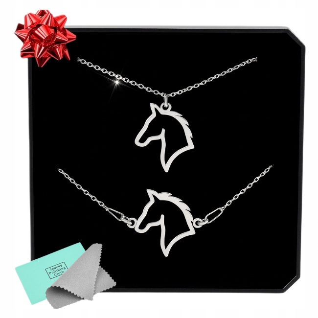 Sada stříbrných šperků s koněm, dámské šperky 925, v krabičce dárek
