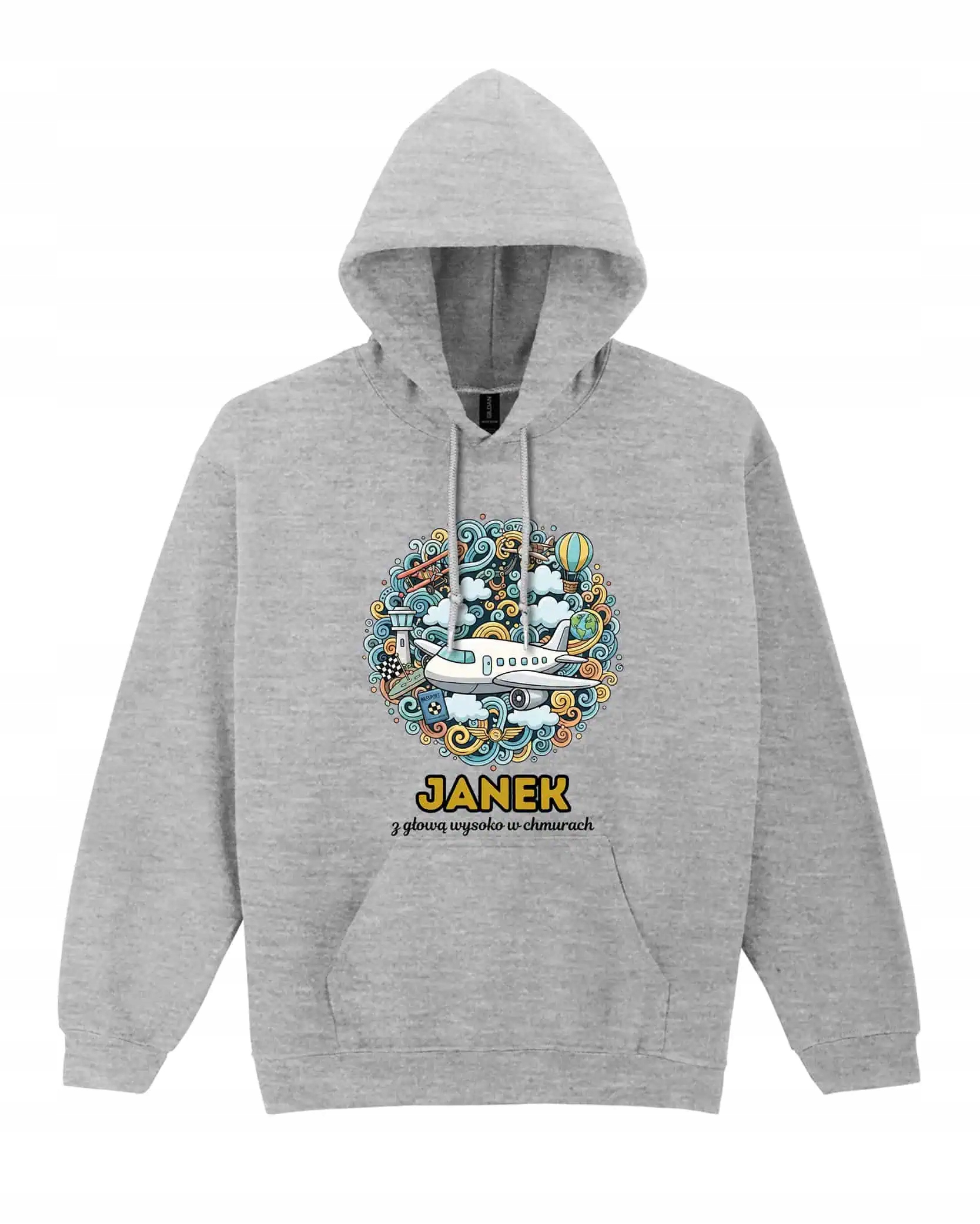Mikina s kapucí Pilot Personalizovaná Ilustrační Šedá L