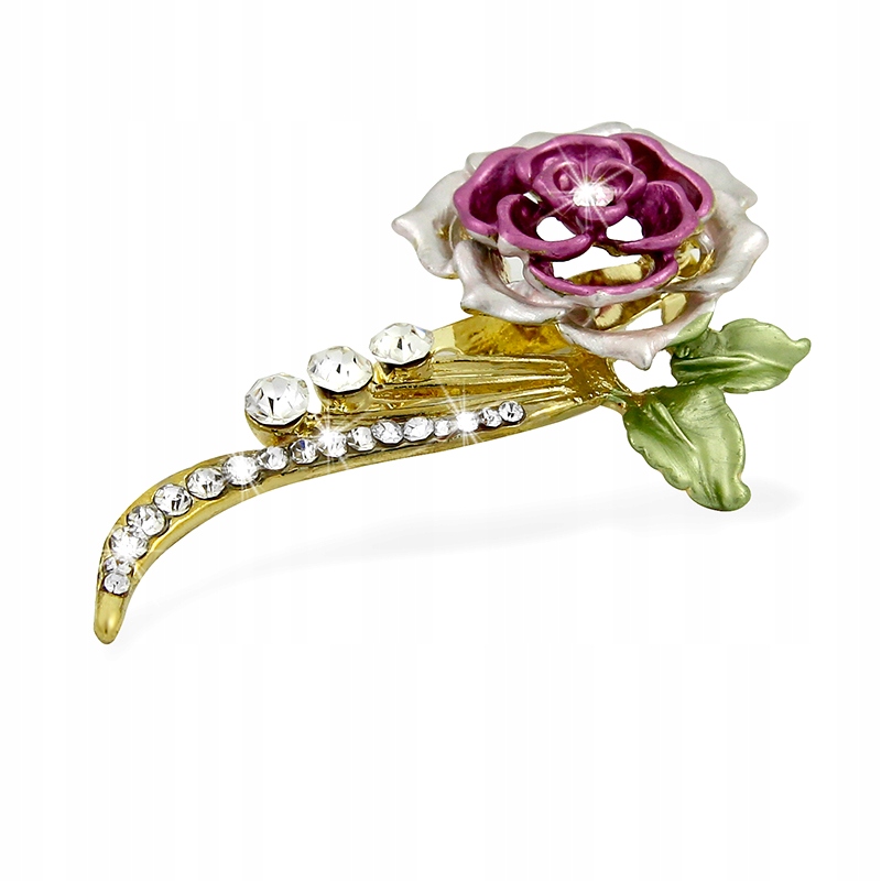 BROSZKA RÓŻA ZŁOTO RÓŻOWA NA GAŁĄZCE Z CYRKONIAMI Marka Allmaro