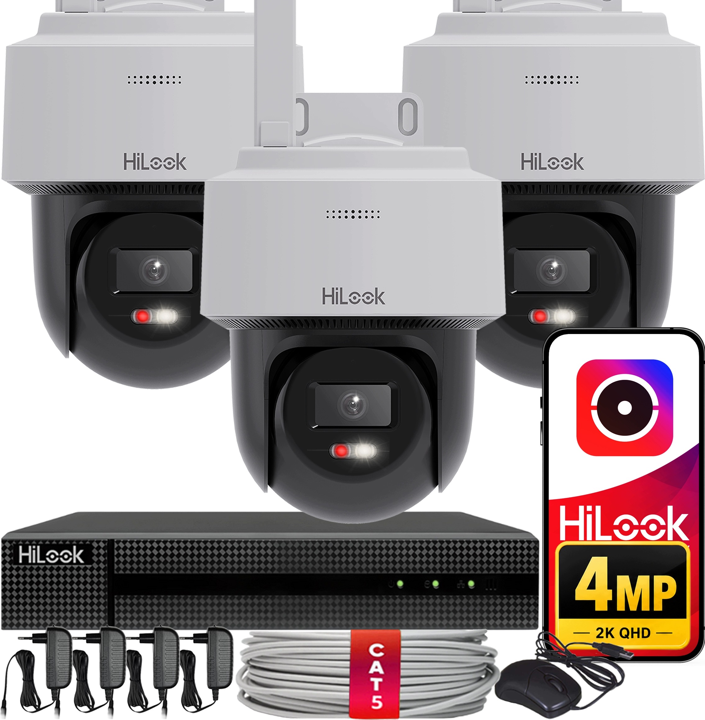 Monitorovacia Sada 3 Vonkajšie Wifi Kamery 4MPx Nvr Hilook Hikvision