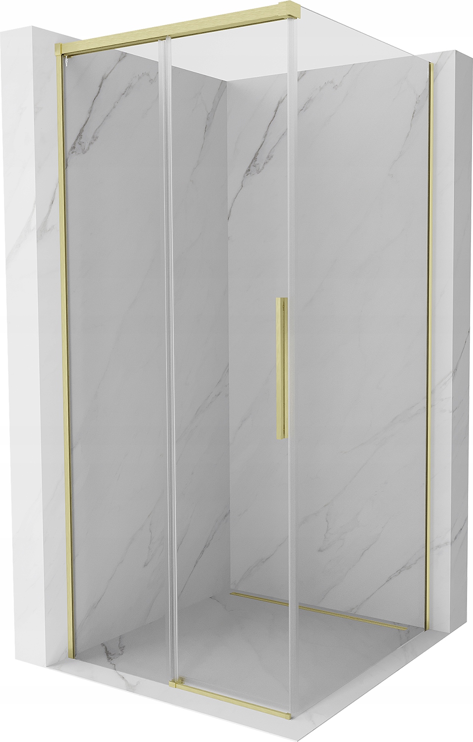 Mexen Rox Kabina Prysznicowa Rozsuwana 110X110 Transparent Złota Szczotka