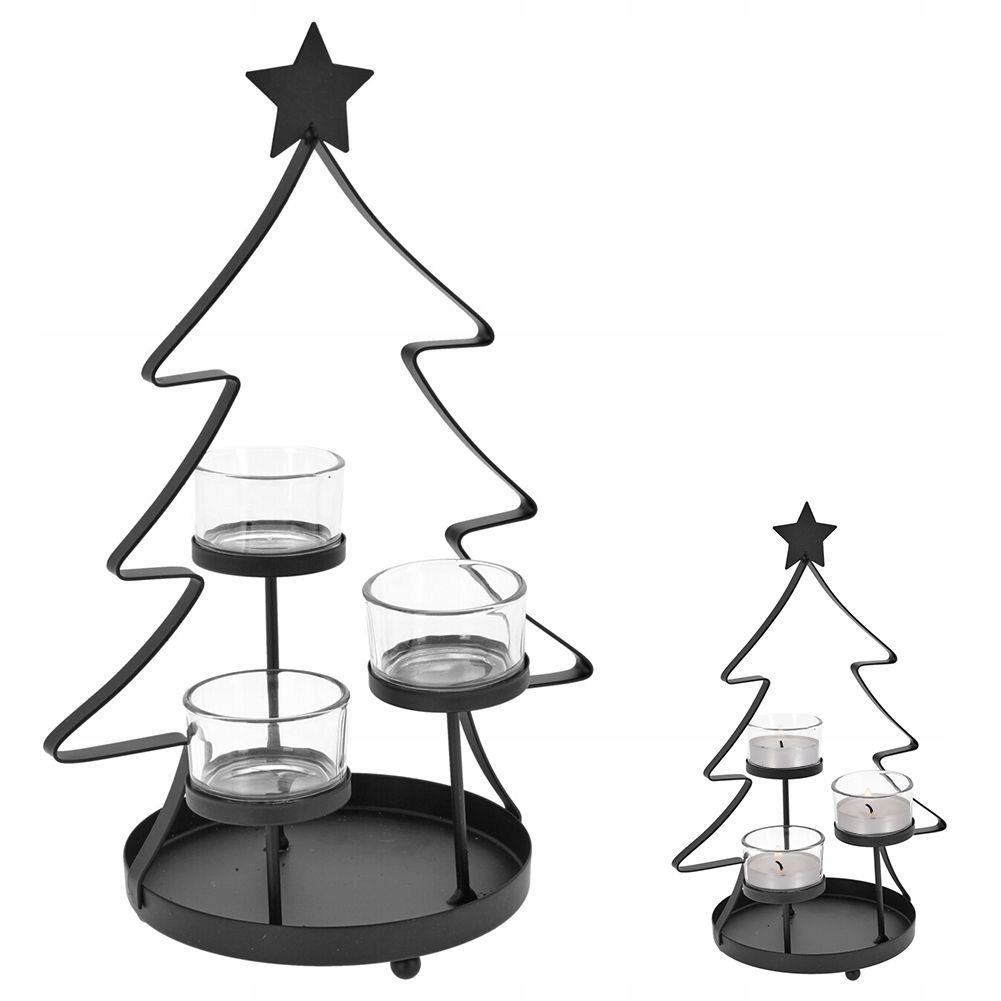 

Świecznik choinka 29cm czarna Duża świąteczna Xmas