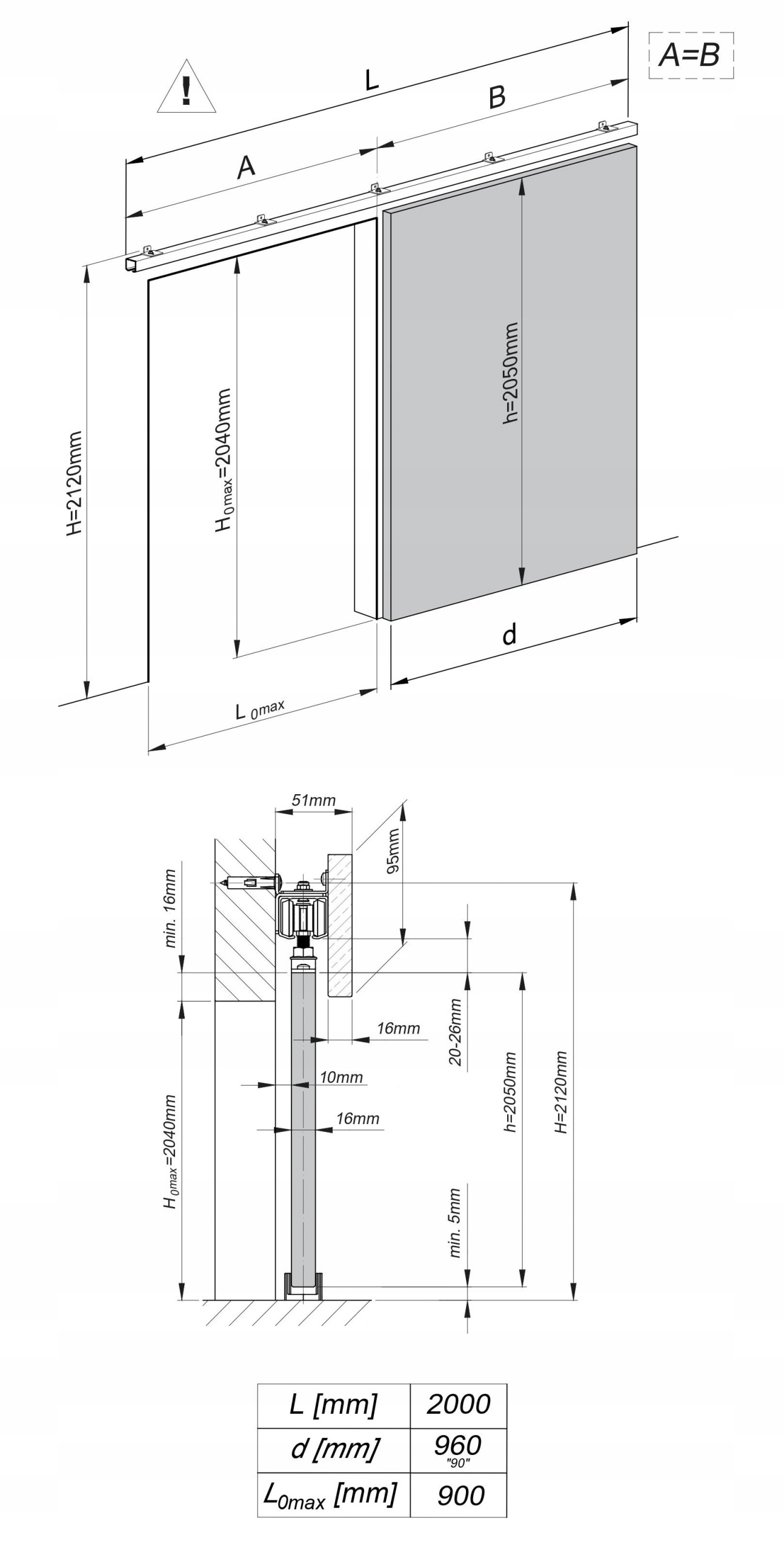 Drzwi przesuwne naścienne LIDER 90 z maskownicą Marka Kier