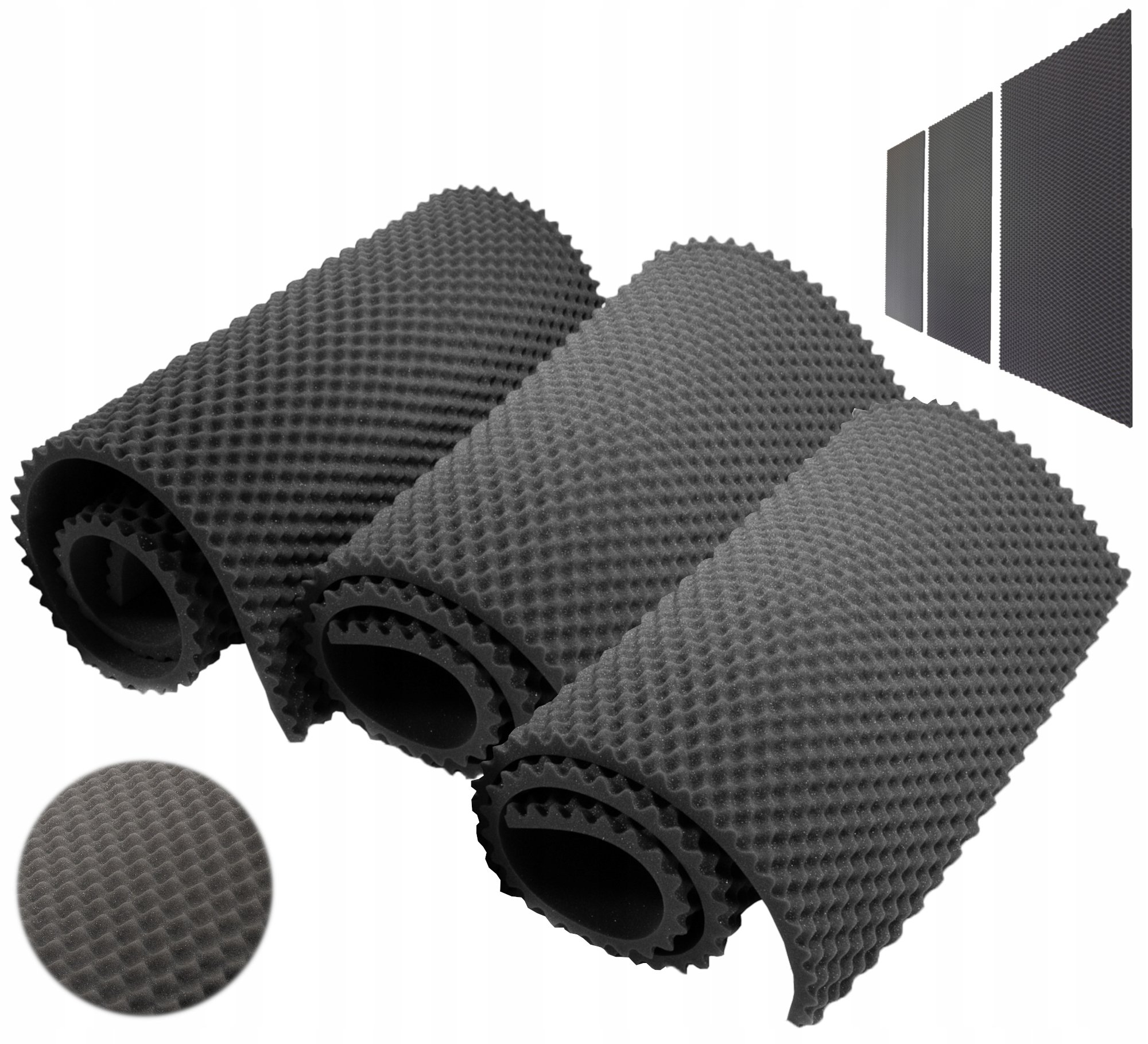 Sada tlumících rohoží 3ks Vafle gr. 3 cm vlny hráčský pokoj 6 m² šedá