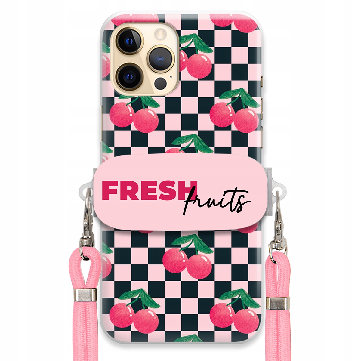 Puzdro pre iPHONE 12 Pro Max Crossbody vodítko držiak šachovnice Fresh Fruits