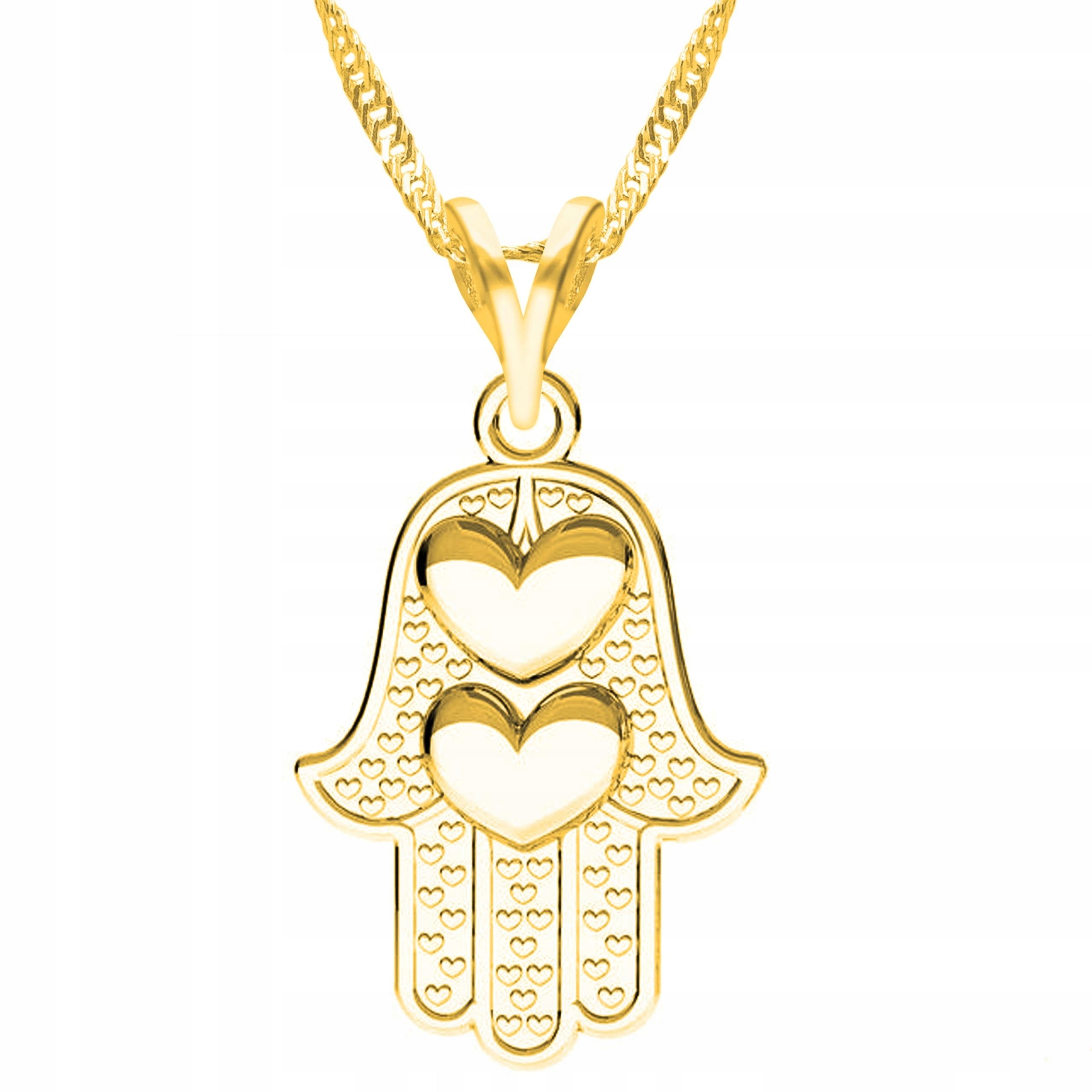 Zlatý náhrdelník s rukou prozřetelnosti Dlaň Oko Plech Prozřetelnost Stříbro 925