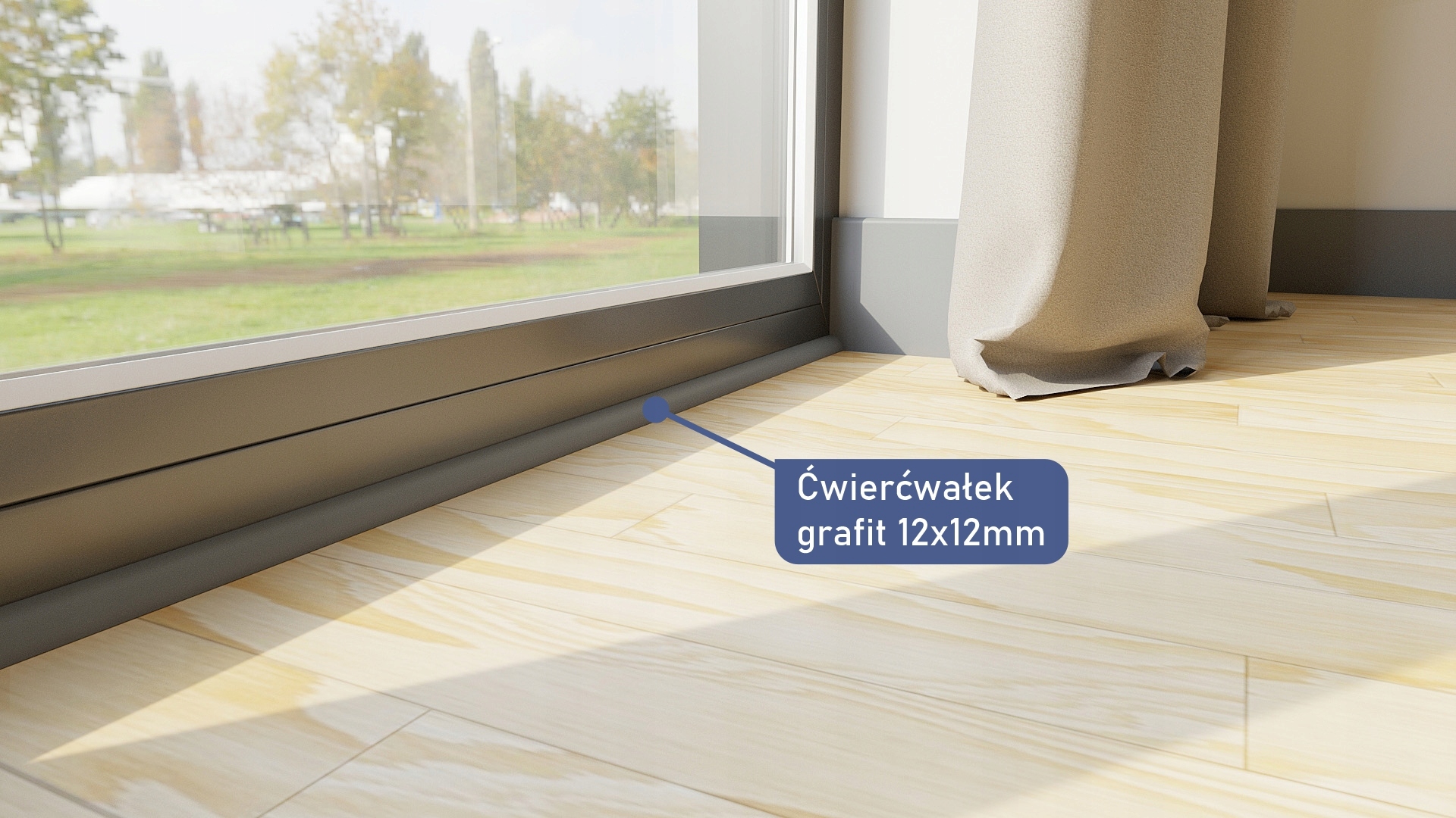 Ćwierćwałek wypukły 12x12 grafit / antracyt Kolekcja Base