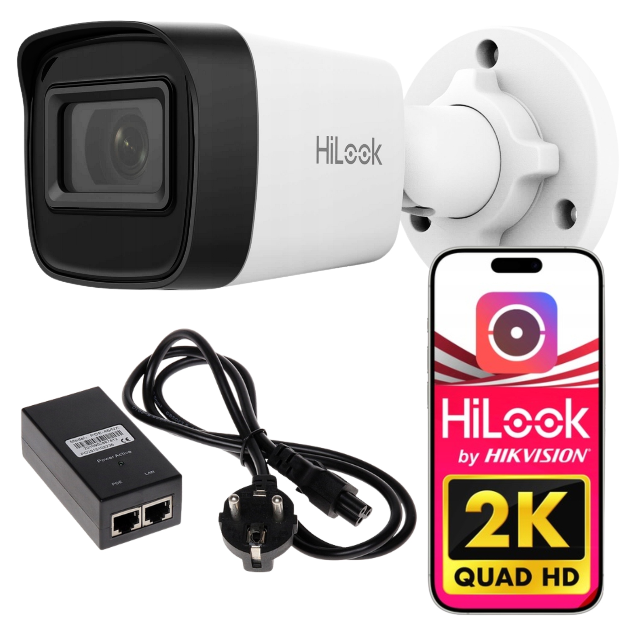Kamera Ip 4MPx IPCAM-B4-P Zewnętrzna PoE HiLook by Hikvision Zasilacz