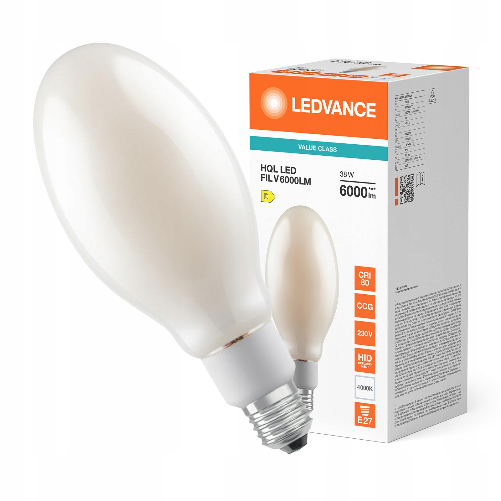 Led žárovka Hql E27 38W 125W 6000lm 4000K Neutrální Filament Ledvance
