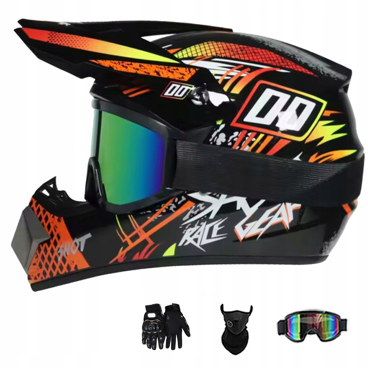 Motocyklová Přilba Lehká Enduro Quada Brýle Rukavice Maska S