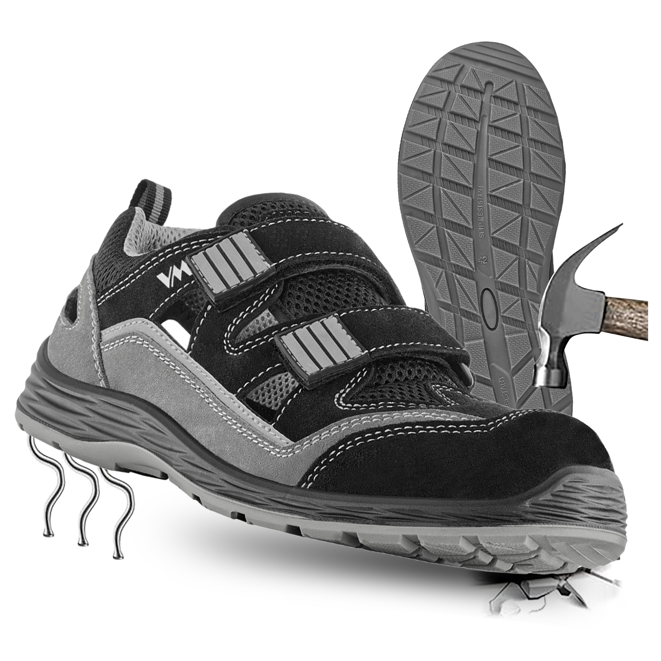 Lehké dámské pracovní sandály pro muže s ochranou Bozp VM Livorno S1P Esd vel.