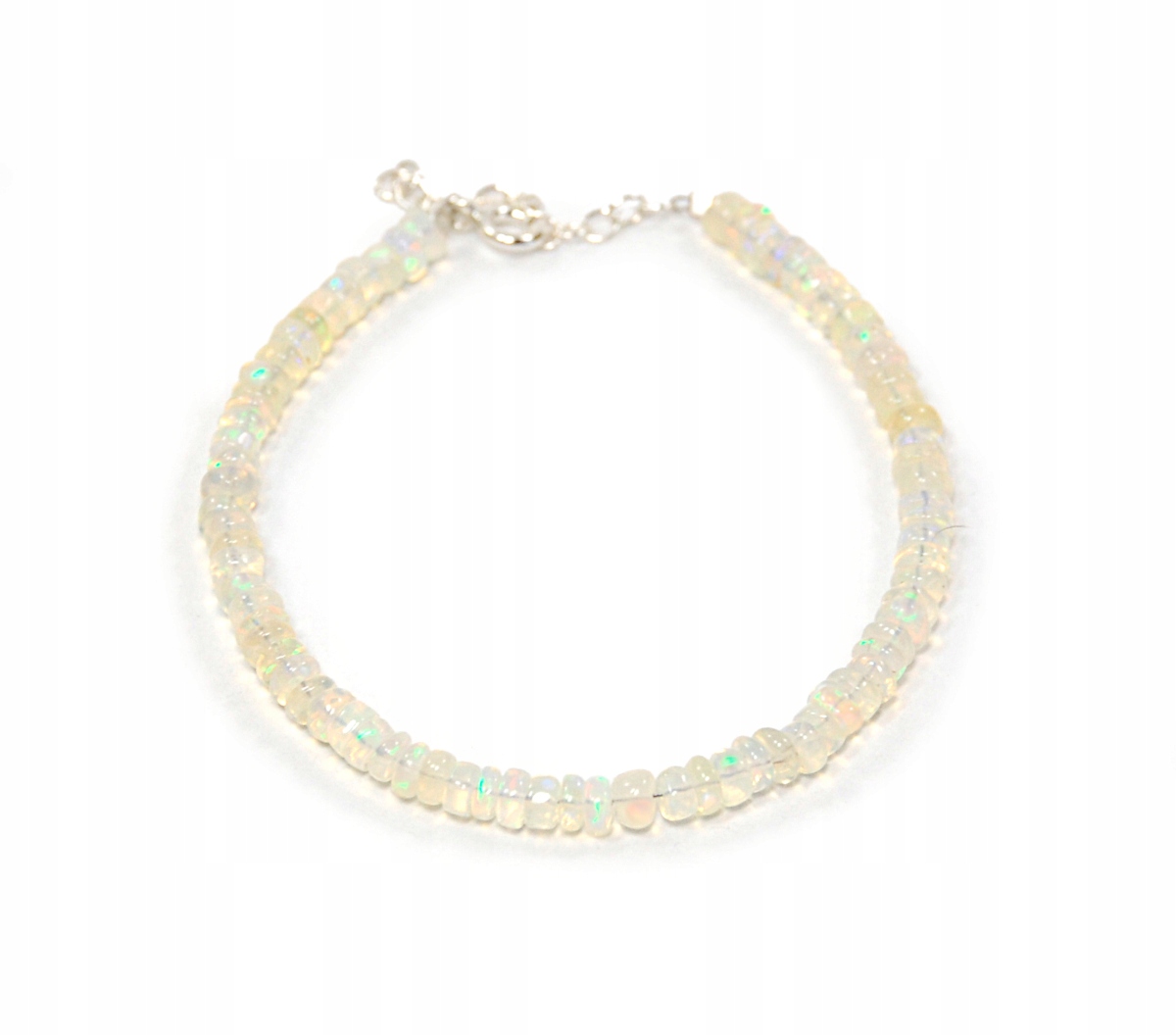 Bransoletka naturalny Opal opalizujące opale oponki 4mm zapięcie srebrne