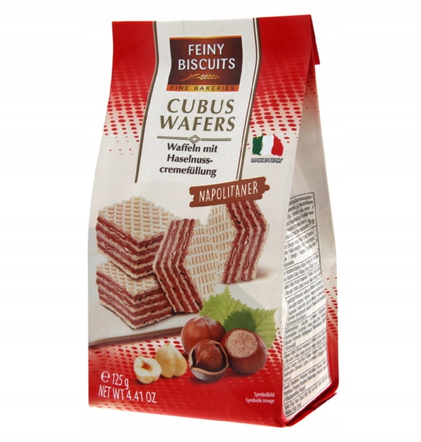 Feiny Biscuits Cubus Wafle z Kremem z Orzechów Laskowych 125 g — 3