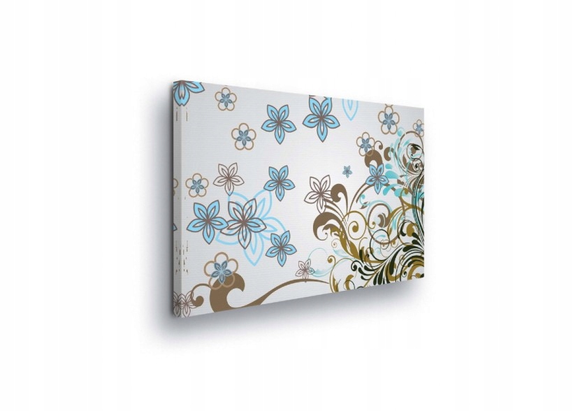 Obraz 100x75 Květiny ornament Moderní svěžest příroda jaro dekor tyrkys