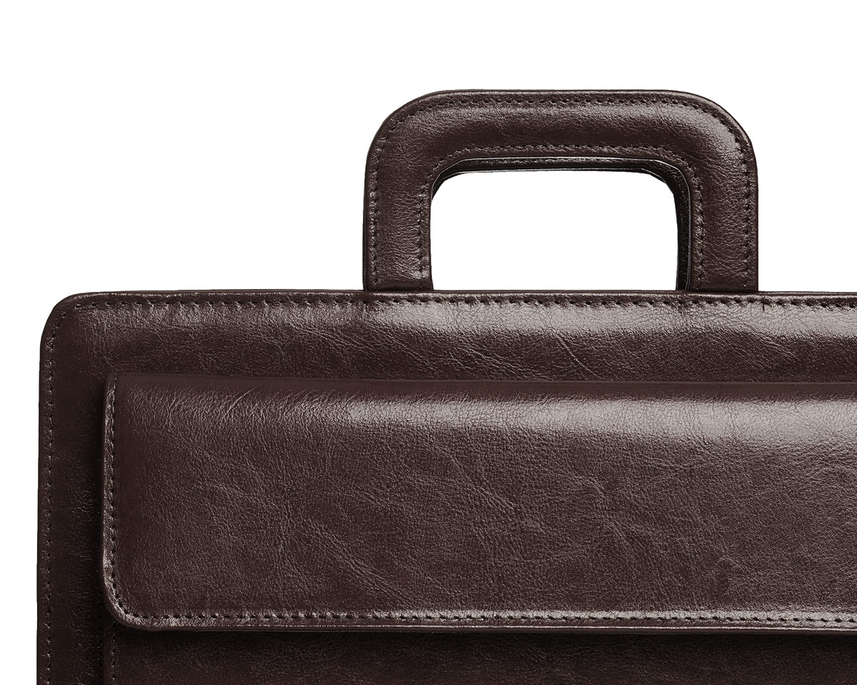 SKÓRZANA AKTÓWKA TECZKA BIWUAR NA DOKUMENTY SOLOME Z RĄCZKĄ Cechy dodatkowe miejsce na długopis