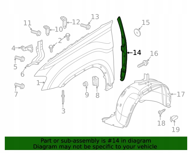 WYGŁUSZENIE BŁOTNIKA PRZÓD LEWE OE VW ATLAS / ATLAS CROSS SPORT 2018-2024 Numer katalogowy części 3CN821111B