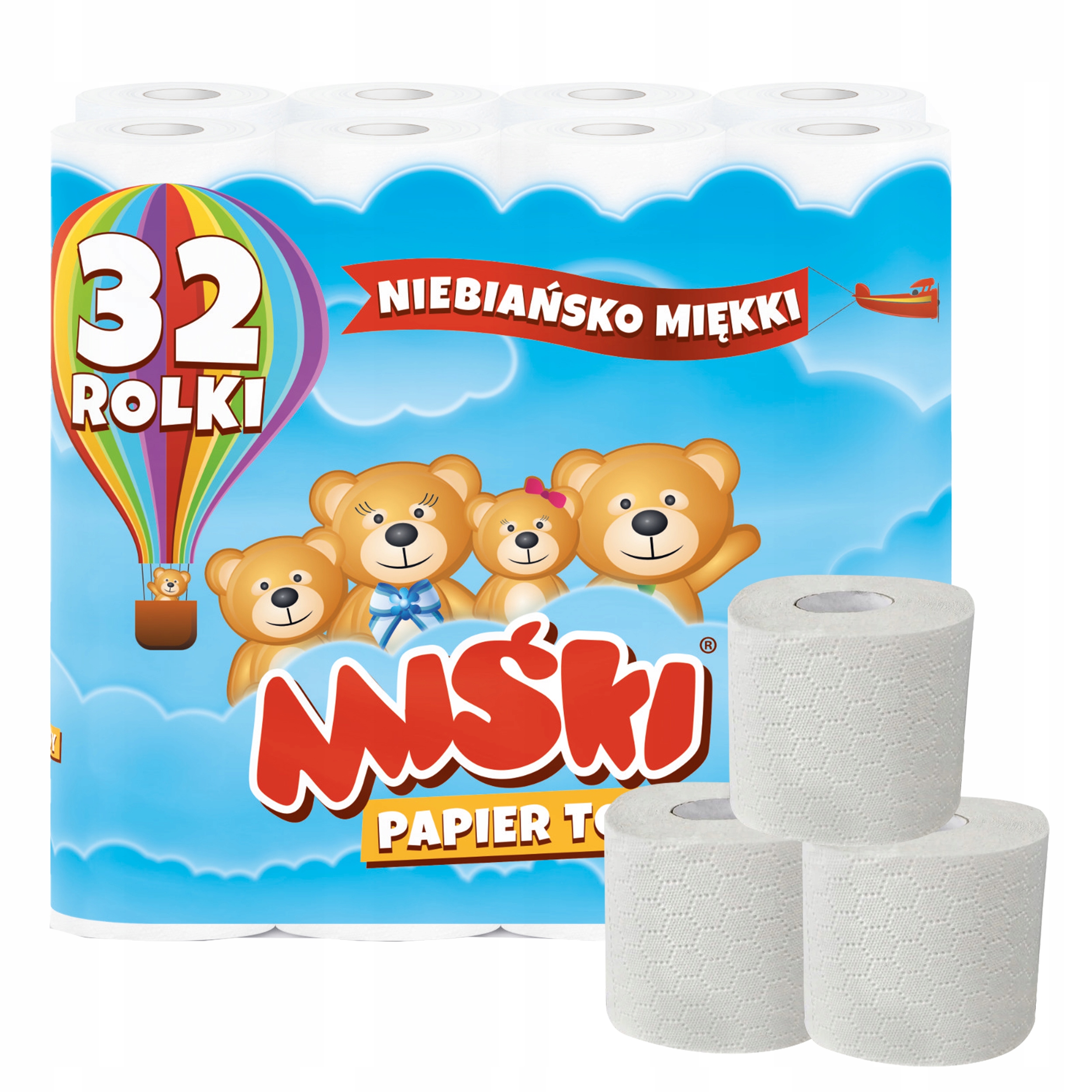 

Papier toaletowy Miśki 32 rolki 3 warstwowy