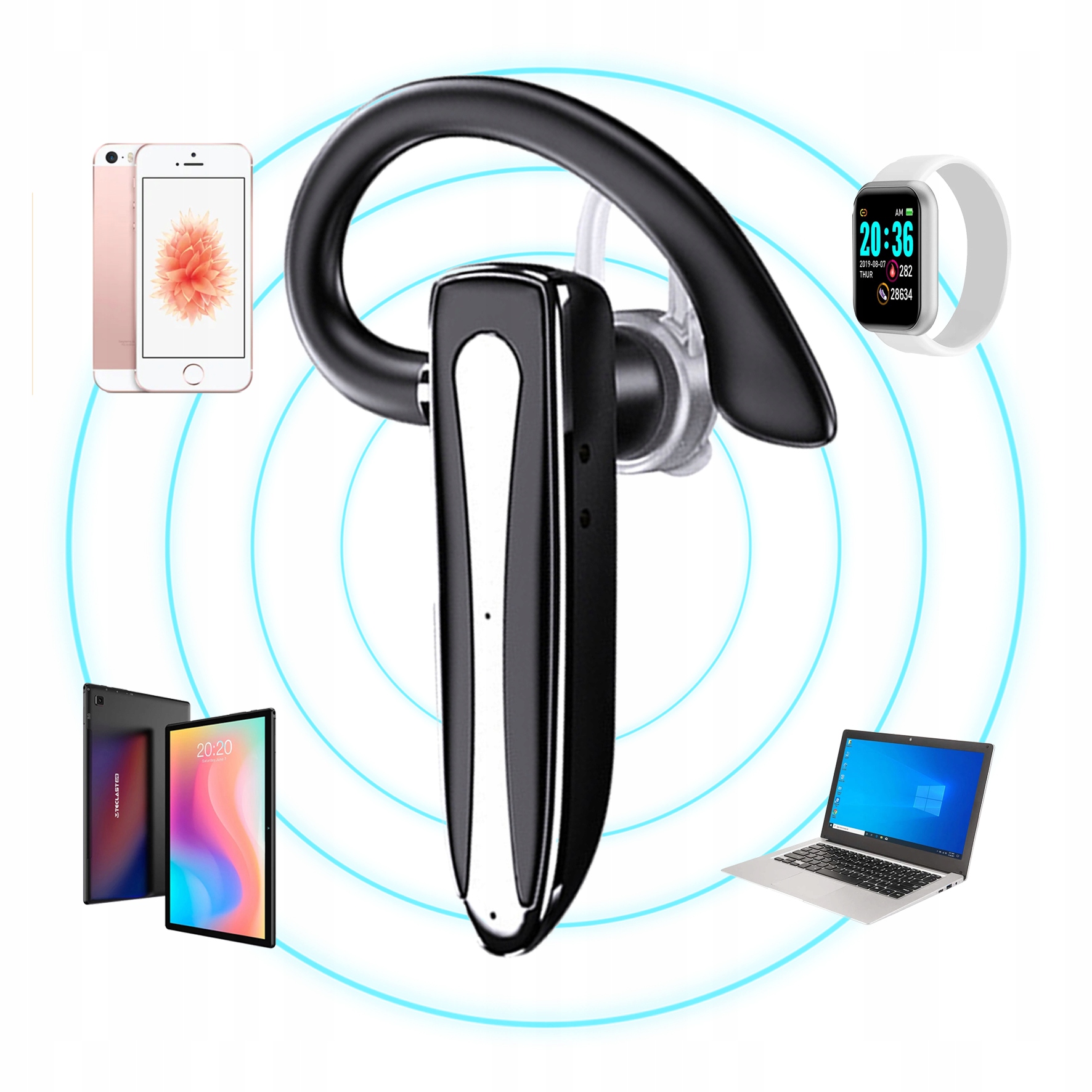 Słuchawka Bezprzewodowa do Telefonu Zestaw Słuchawkowy Rozmów dla Kierowcy Waga produktu z opakowaniem jednostkowym 0.15 kg