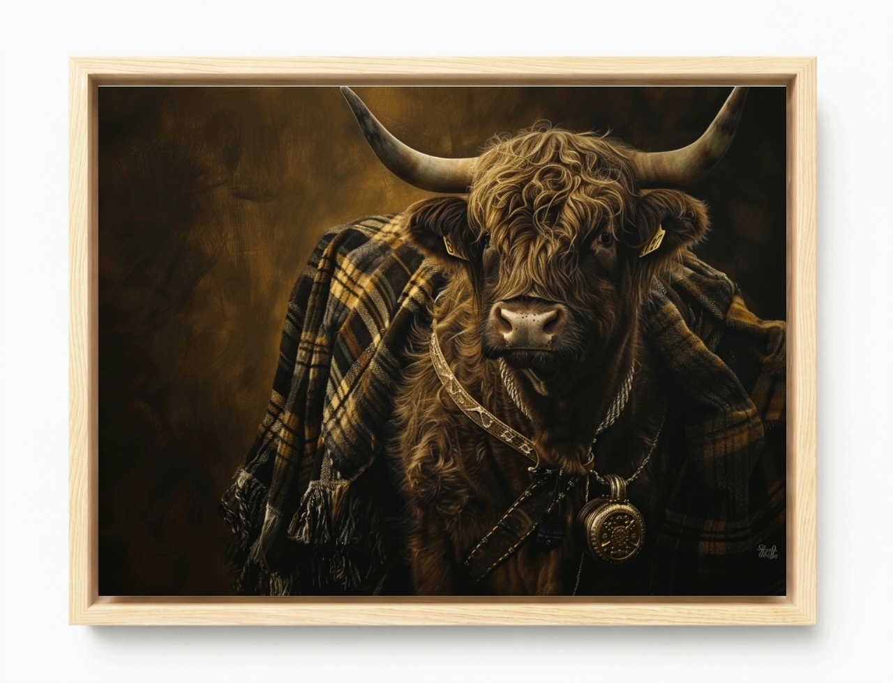 Obraz Rám American Box Krava Škótka Highland Škótsko Deka Krata 80x60