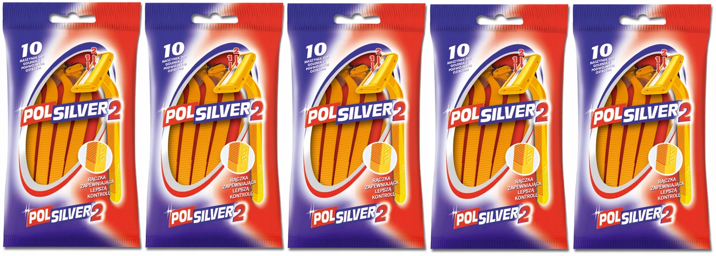 Maszynka jednorazowa do golenia Polsilver 2 ostrza (5x10 sztuk) w woreczku