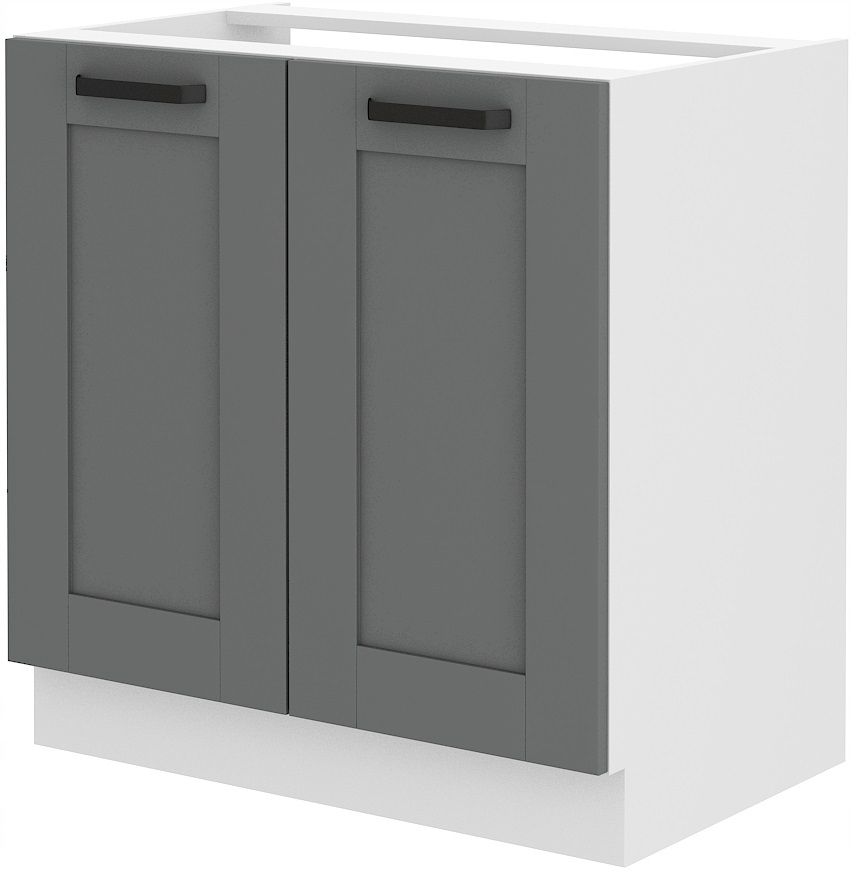 Kuchyňská skříňka stojící 80 pro zabudování dřezu. Tmavě šedá bílá.