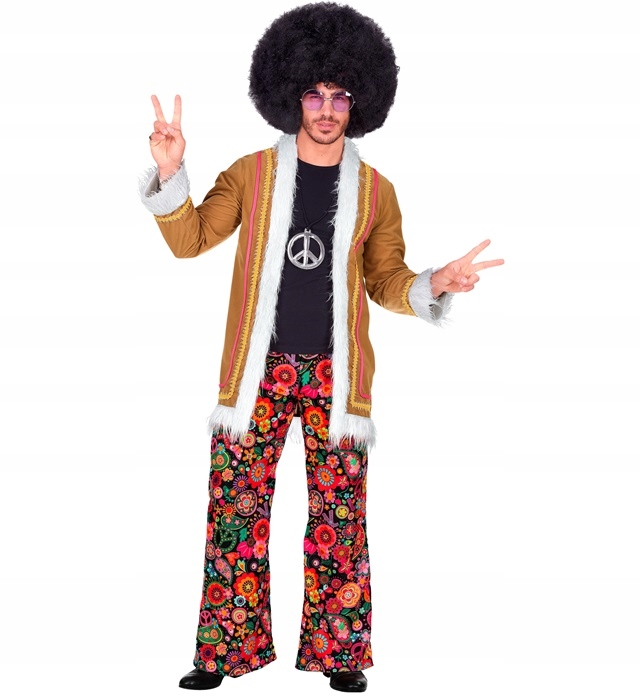 Kostým Woodstock Hippie Kostým Převlek Kabát Kalhoty Dospělý M