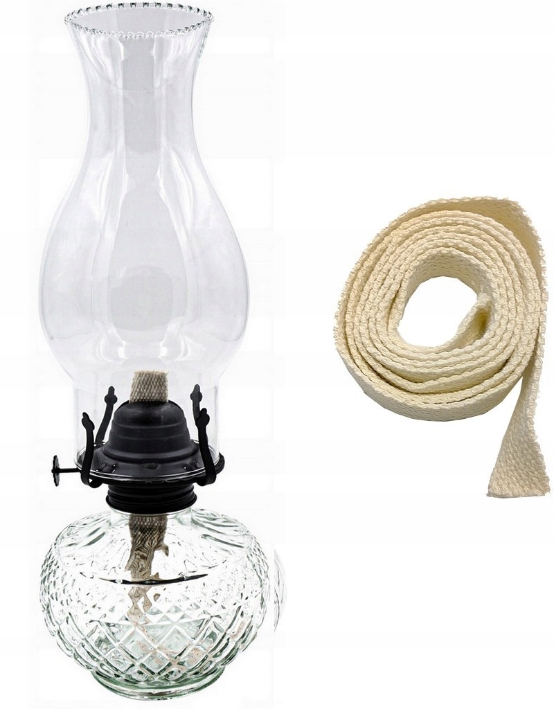 PIĘKNA LAMPA NAFTOWA 550ml. + ZAPASOWY KNOT 50cm.