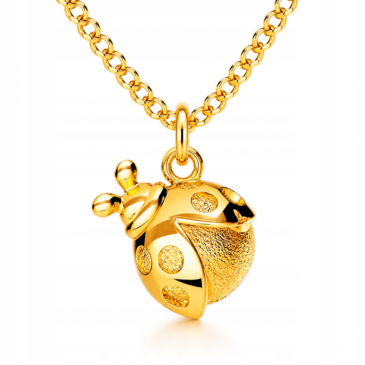 Náhrdelník Přívěsek Biedronka Stříbrný Pozlacený 24k Na léto Ladybug Hmyz