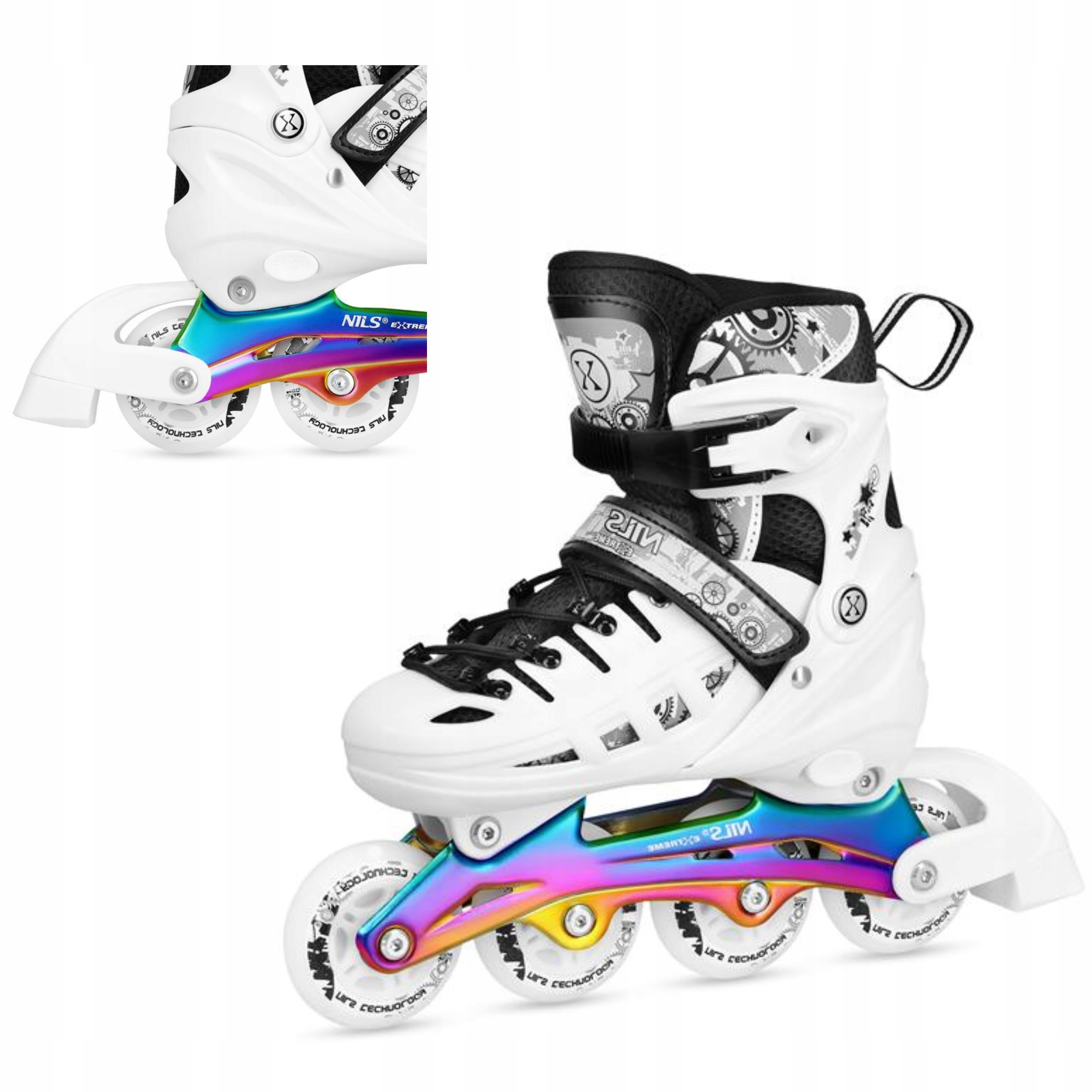 Brusle 2v1 Led 4v1 Bílé Brusle Na Led Kolečkové Brusle Kolečkové brusle Kolečkové Brusle L 39-42 Nils Extreme