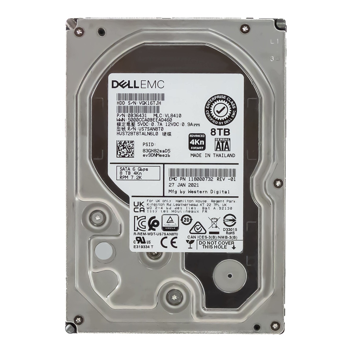 Emc 118000732 8TB 7.2K 256MB 4Kn Sata III 3.5'' HUS728T8TALN6L0