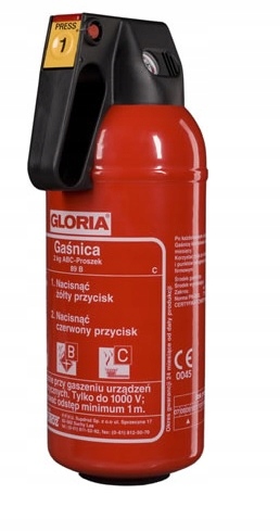 Gaśnica proszkowa P2 Gm 2kg Abc Gloria z Manometrem Wieszak Prod. 2026
