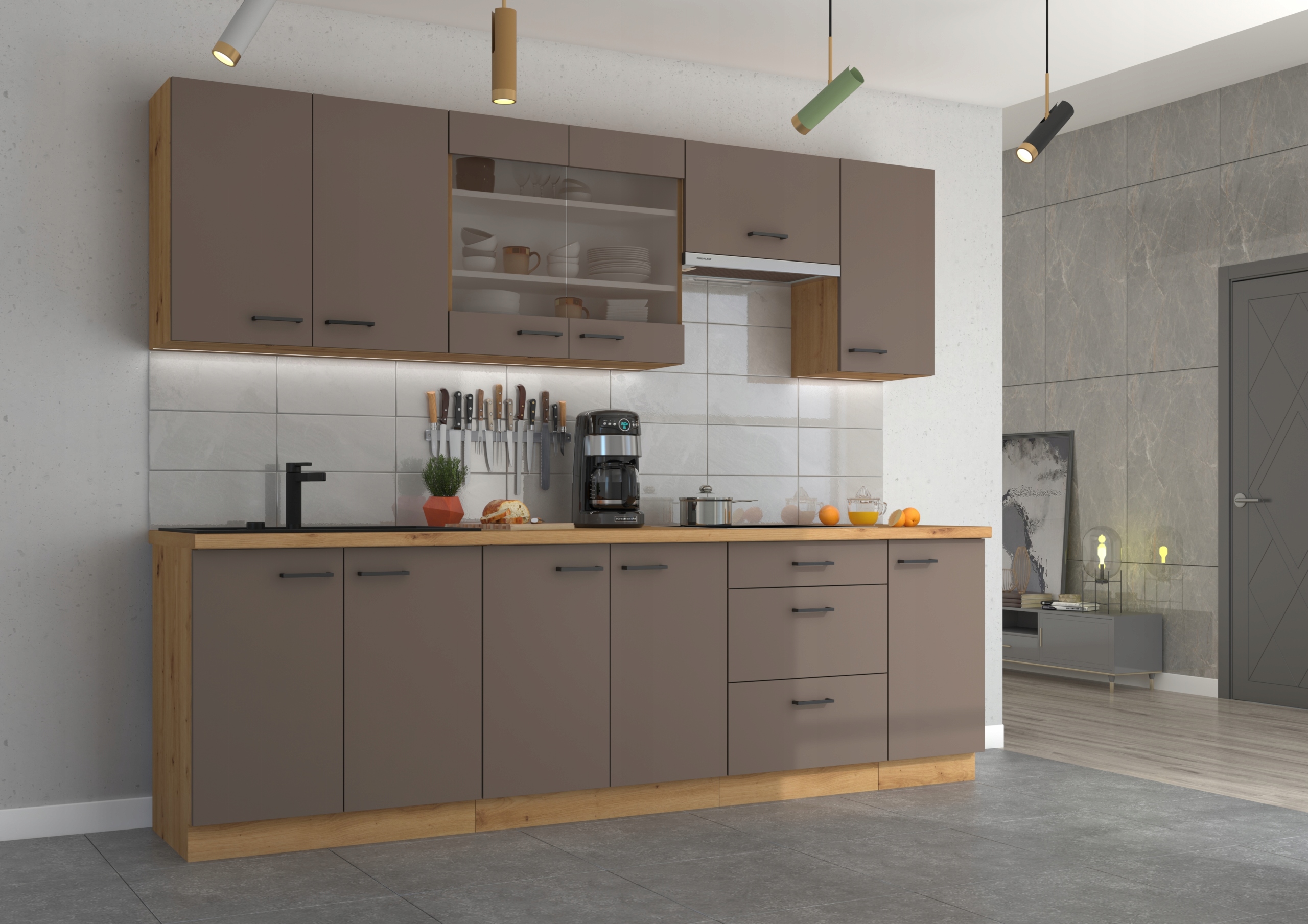 Szafka kuchenna dolna BOLONIA 80 D 2F BB TRUFFLE GREY / DĄB ARTISAN Marka inna