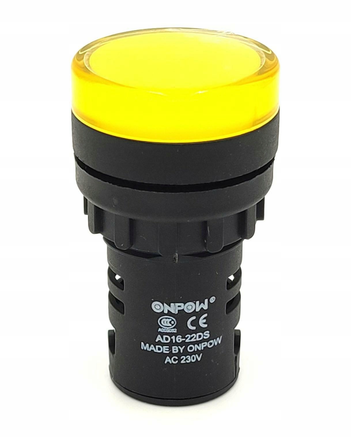 Kontrolka Led AD16-22DS 230V Ac 22mm żółta Onpow